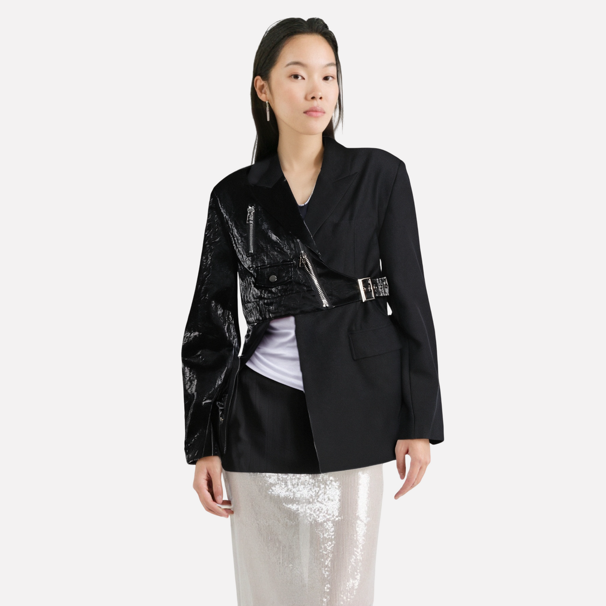 Irregular suit jacket women's waist cinched suit jacket
