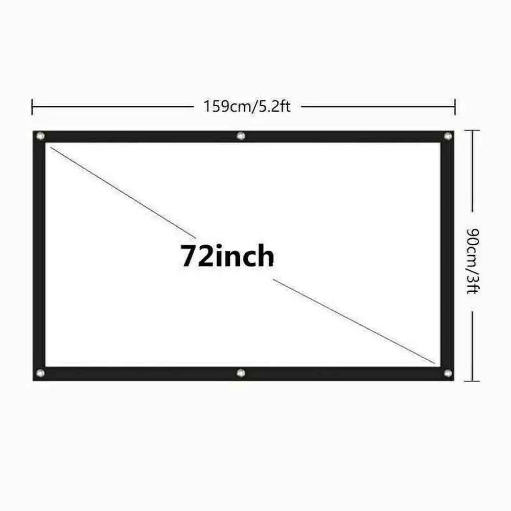 Portable Foldable Projector Screen 16:9 HD Outdoor Home Cinema
