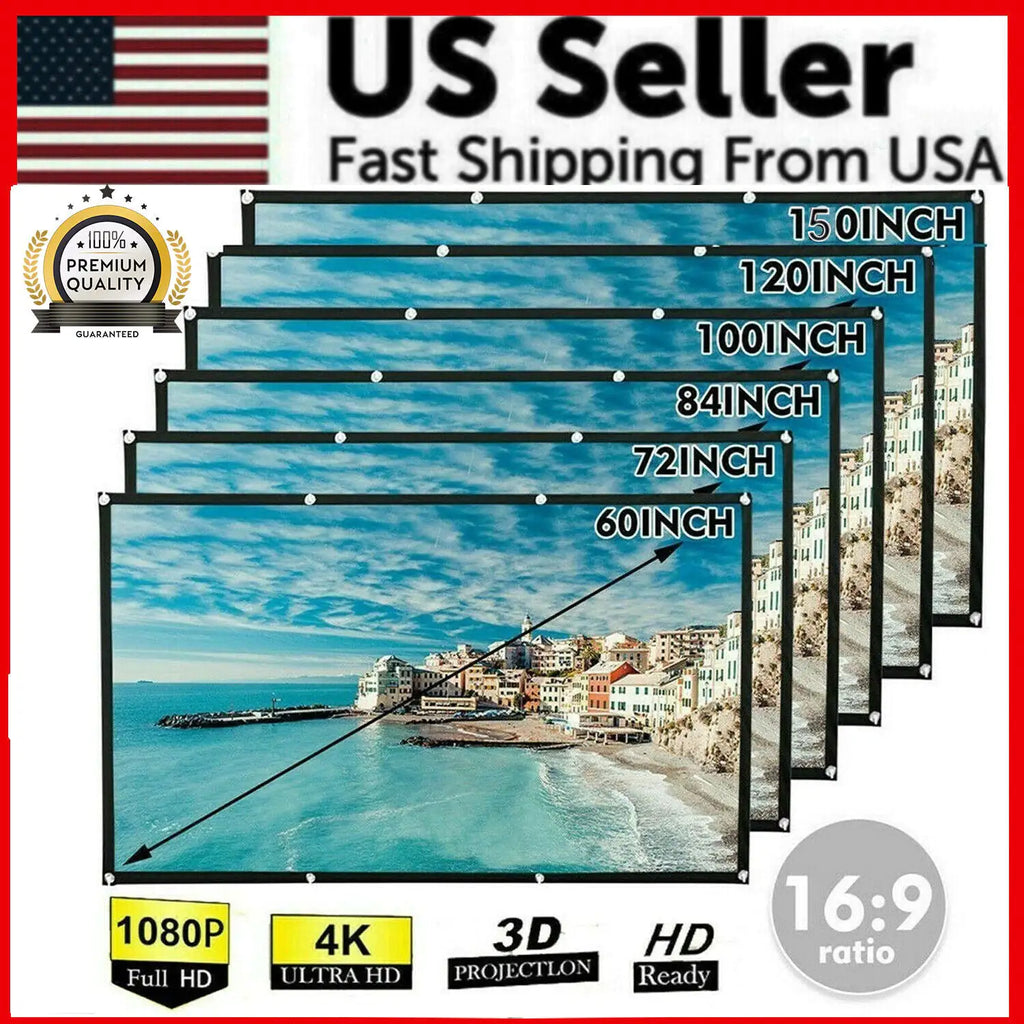 Portable Foldable Projector Screen 16:9 HD Outdoor Home Cinema