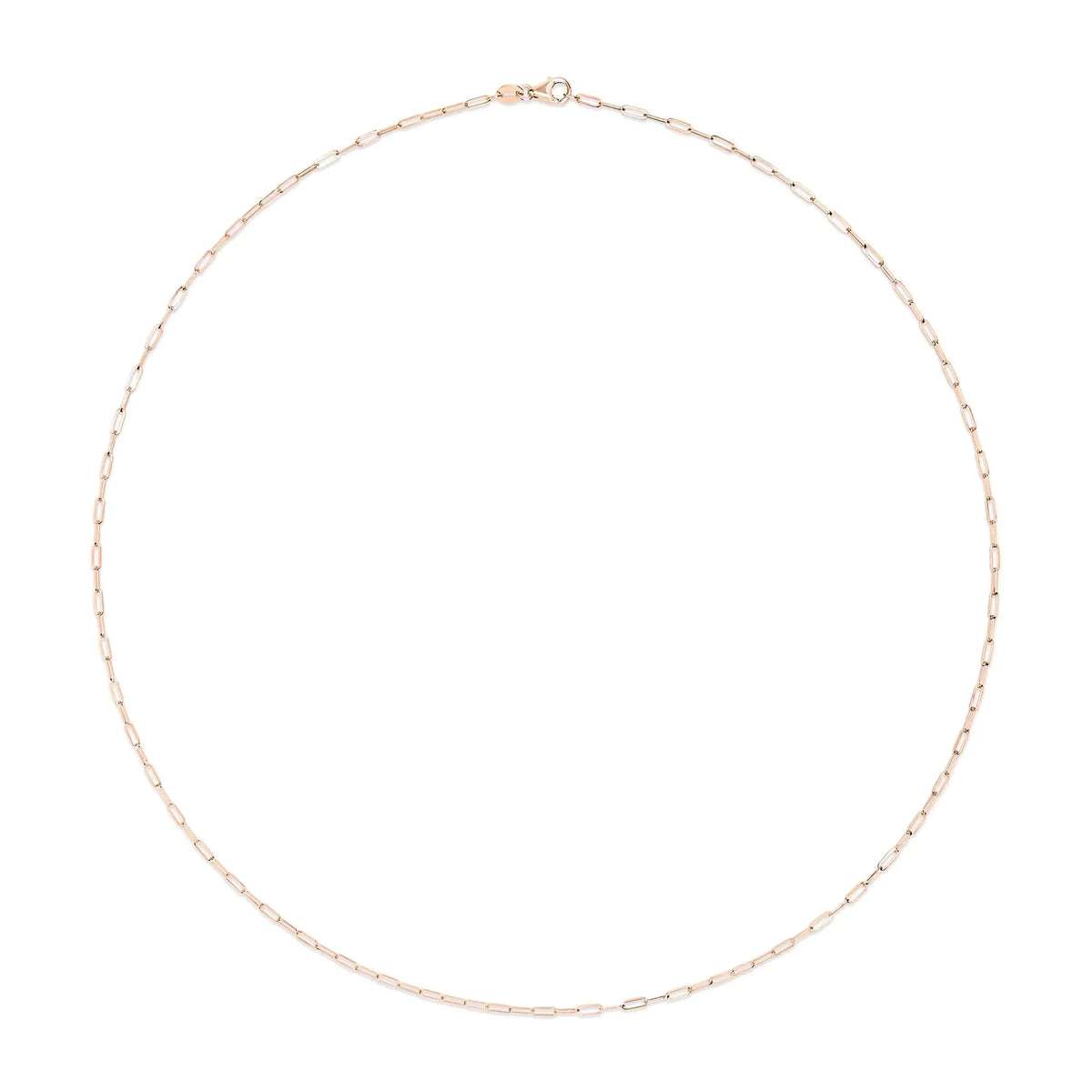 Unisex Solid 14K Gold 1.5mm Paperclip Chain Necklace - Length