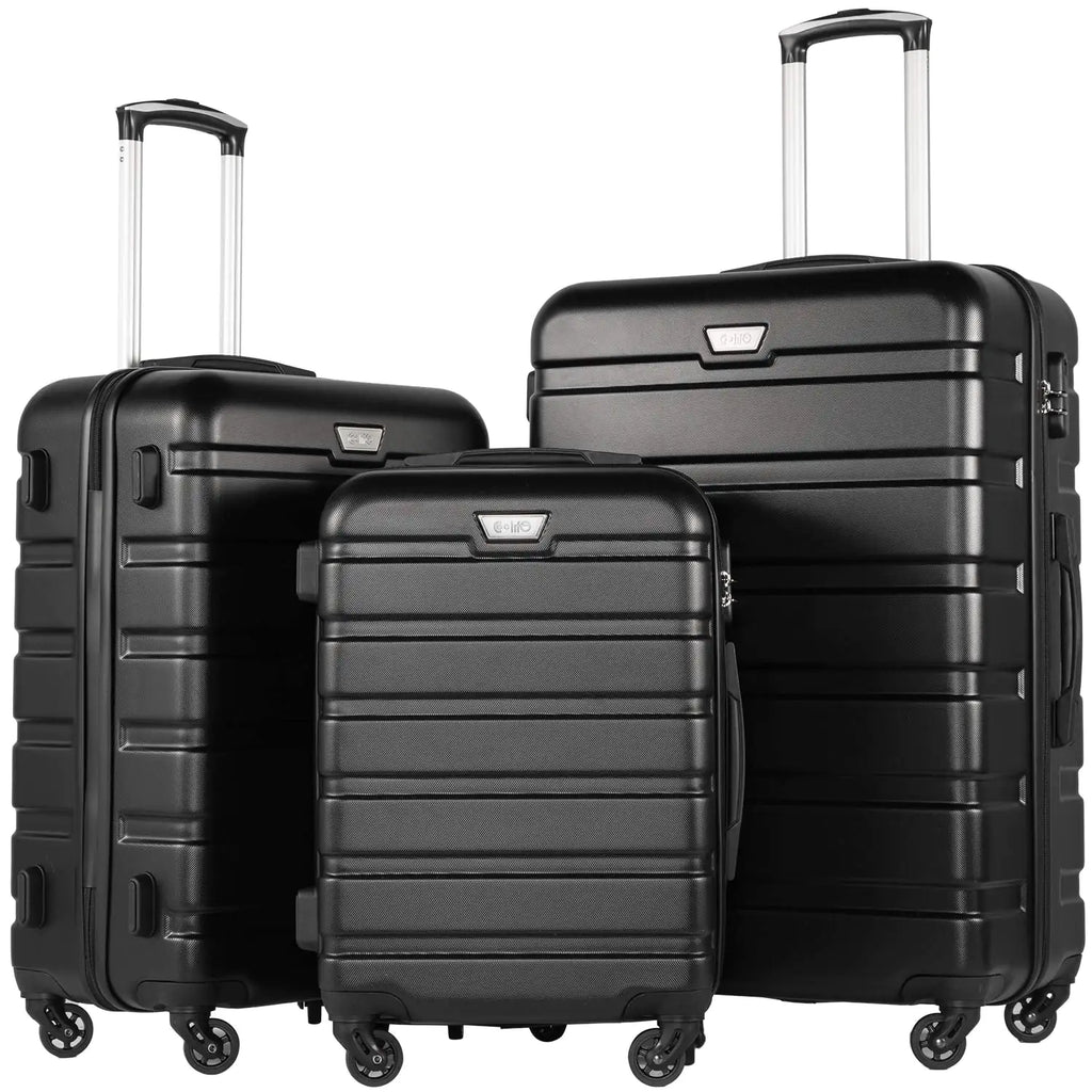Coolife 3 Piece Hardside Luggage Set