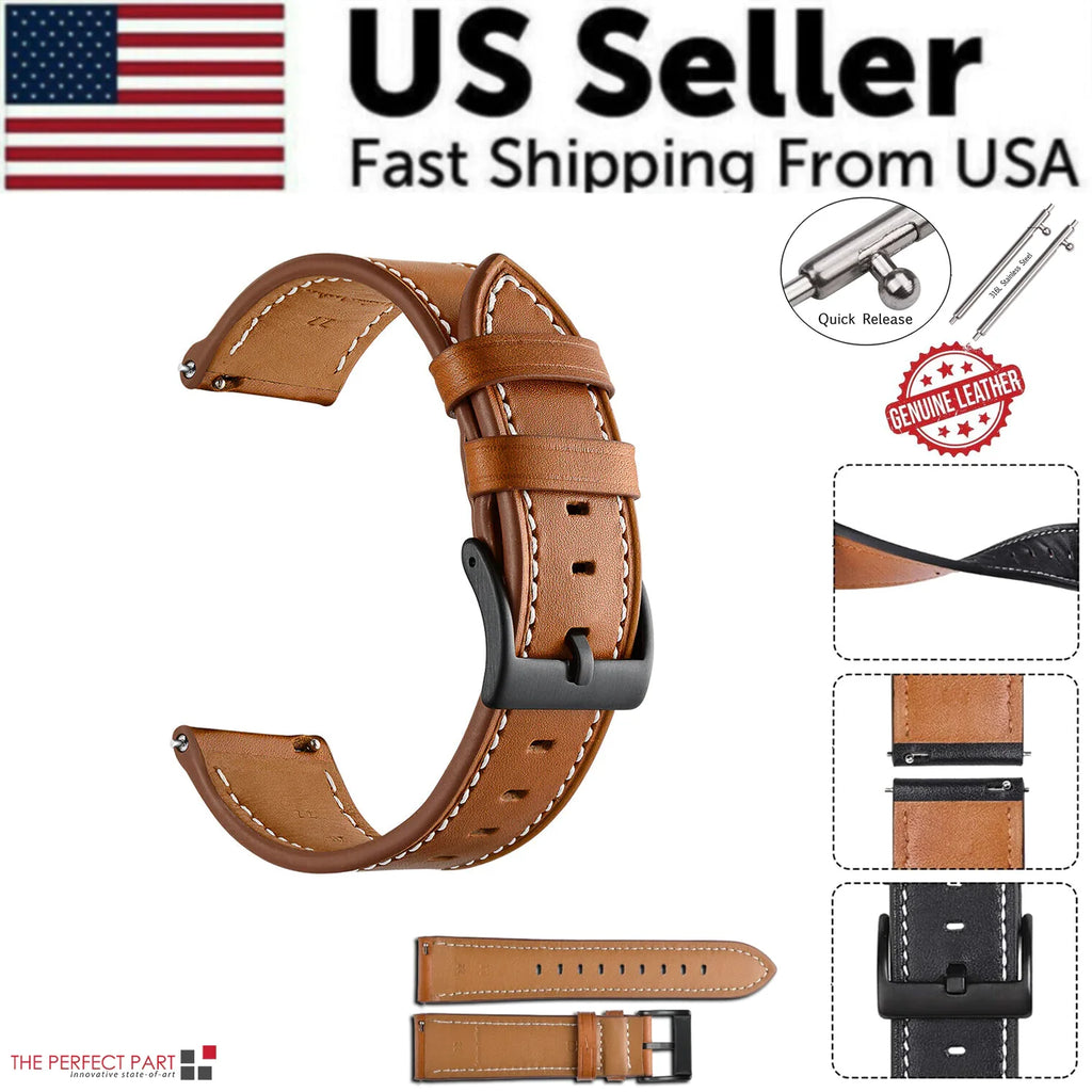 18mm 20mm 22mm Classic Genuine Leather Watch Band Strap Quick