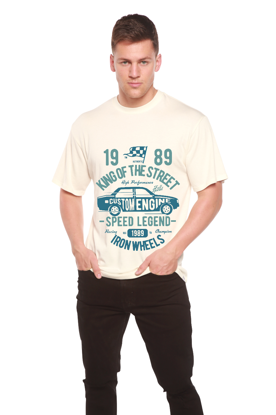 King Of The Street Men's Bamboo Viscose/Organic Cotton Short Sleeve Graphic T-Shirt