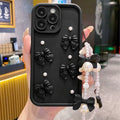 Korean 3D Bowknot Pearl Silicone Phone Case For iPhone 18 16 17 Pro 15 14 13 12 11 Pro Max 16E 7 8 Plus With Lanyard Soft Cover