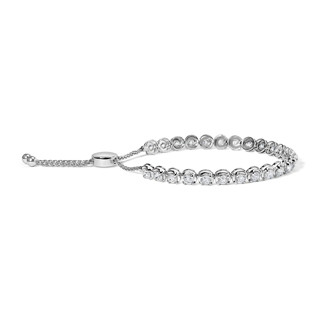 14K White Gold 6.00 Cttw Diamond 4”-10” Adjustable Bolo Tennis