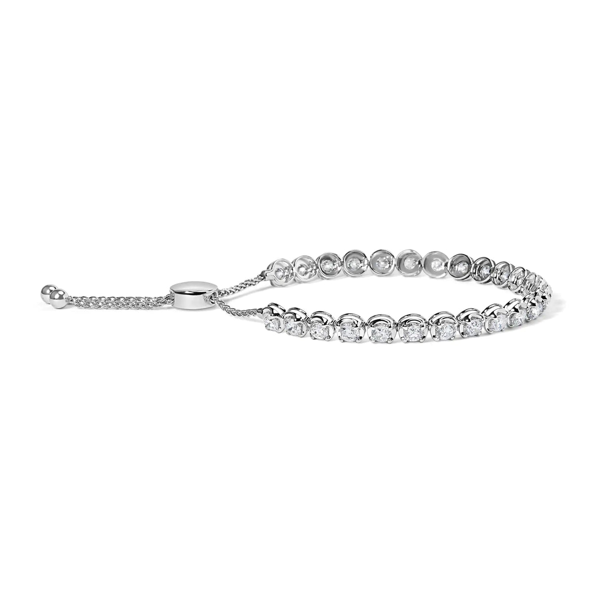 14K White Gold 6.00 Cttw Diamond 4”-10” Adjustable Bolo Tennis