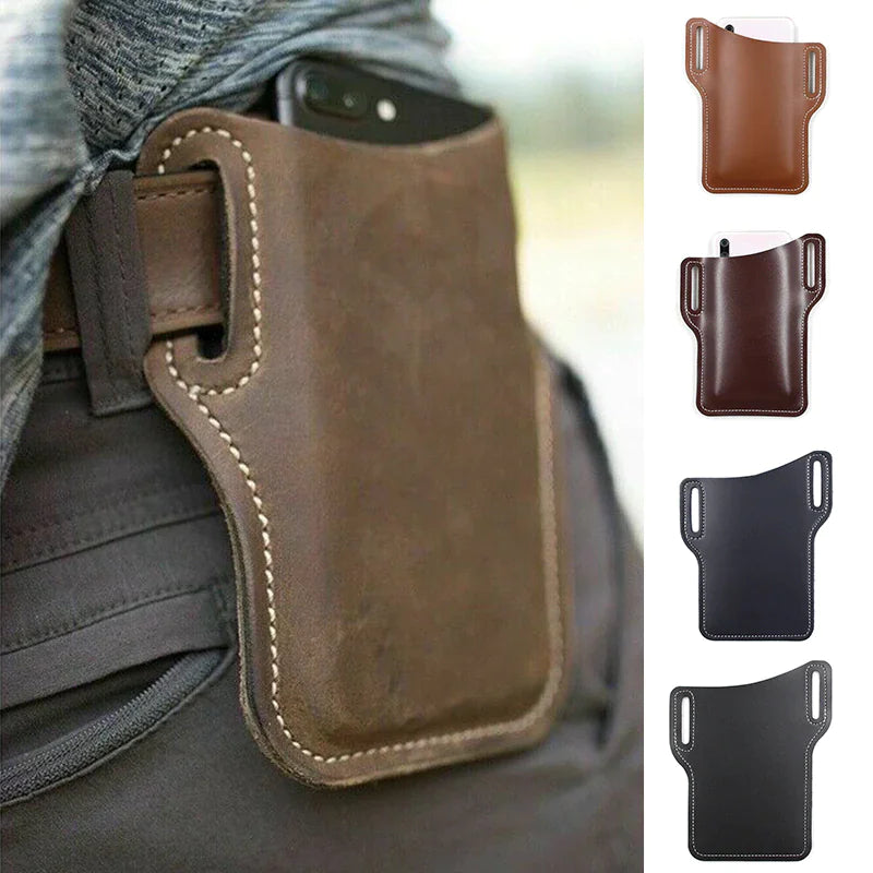 Men Cell Phone Belt Bag Loop Waist Holster Pouch Case Leather