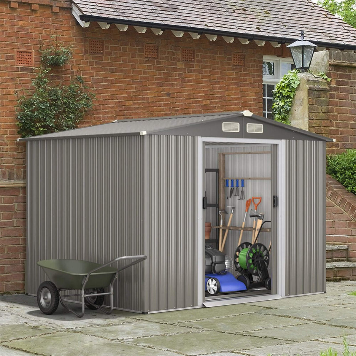 [08X06Ft] Premium Outdoor Steel Tool Storage Garden Backyard Shed