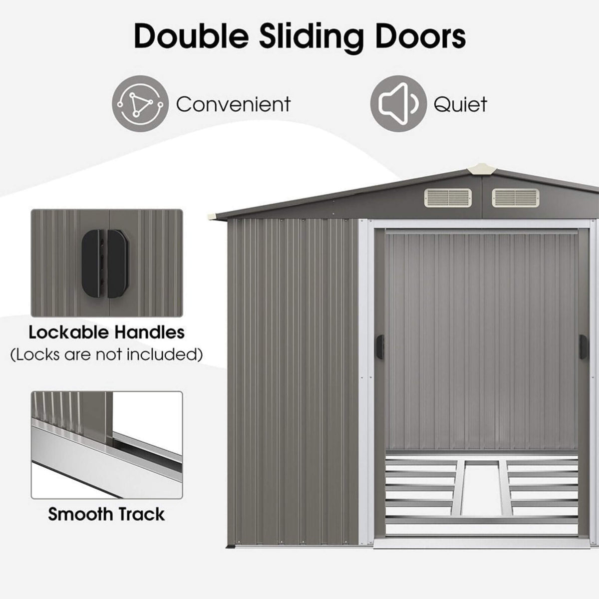 [08X06Ft] Premium Outdoor Steel Tool Storage Garden Backyard Shed
