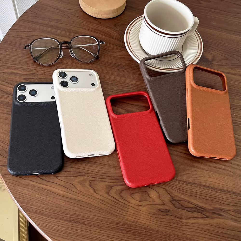 Luxury Leather Texture Phone Case For iPhone 18 17 Pro Max 17 Air 16 Plus 15 14 13 12 11 Pro Max Shockproof Soft TPU Cover Shell