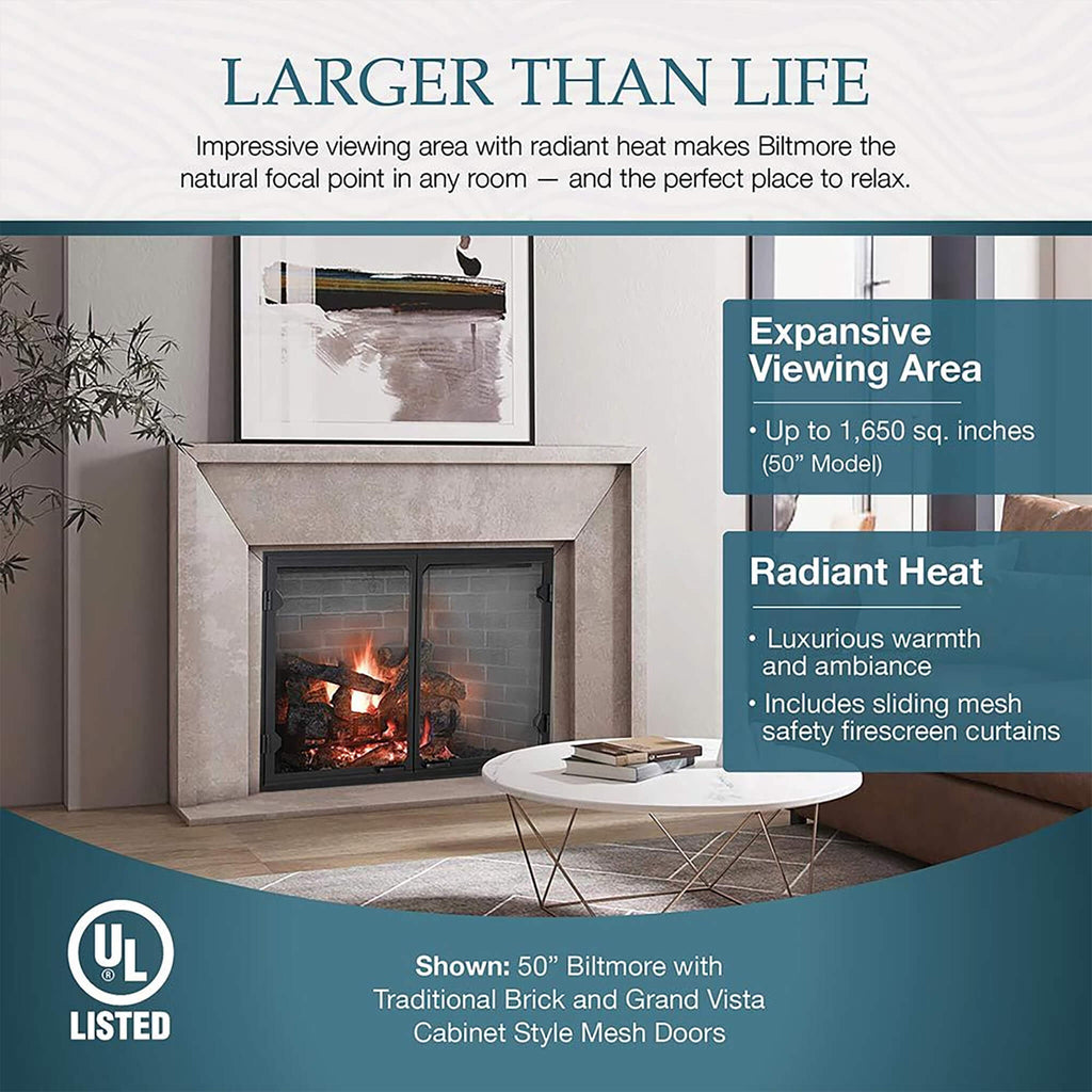 Majestic Biltmore Radiant 36-Inch Open Wood Burning Fireplace
