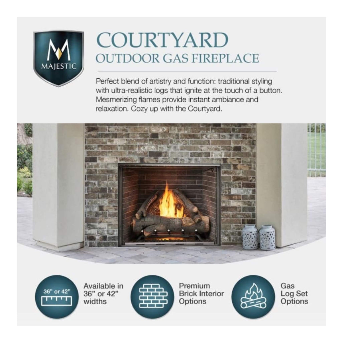 [ODCOUG-42TS] Majestic 42" Outdoor Fireplace