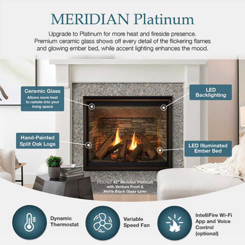 Majestic Meridian 36-Inch Platinum Natural Gas Fireplace