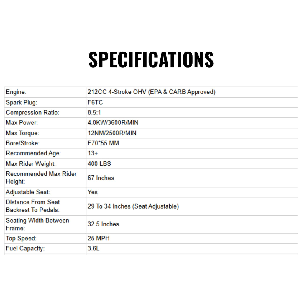 MotoTec Mud XL 212CC 2-Seat Go Kart With Full Suspension (SAK27195)