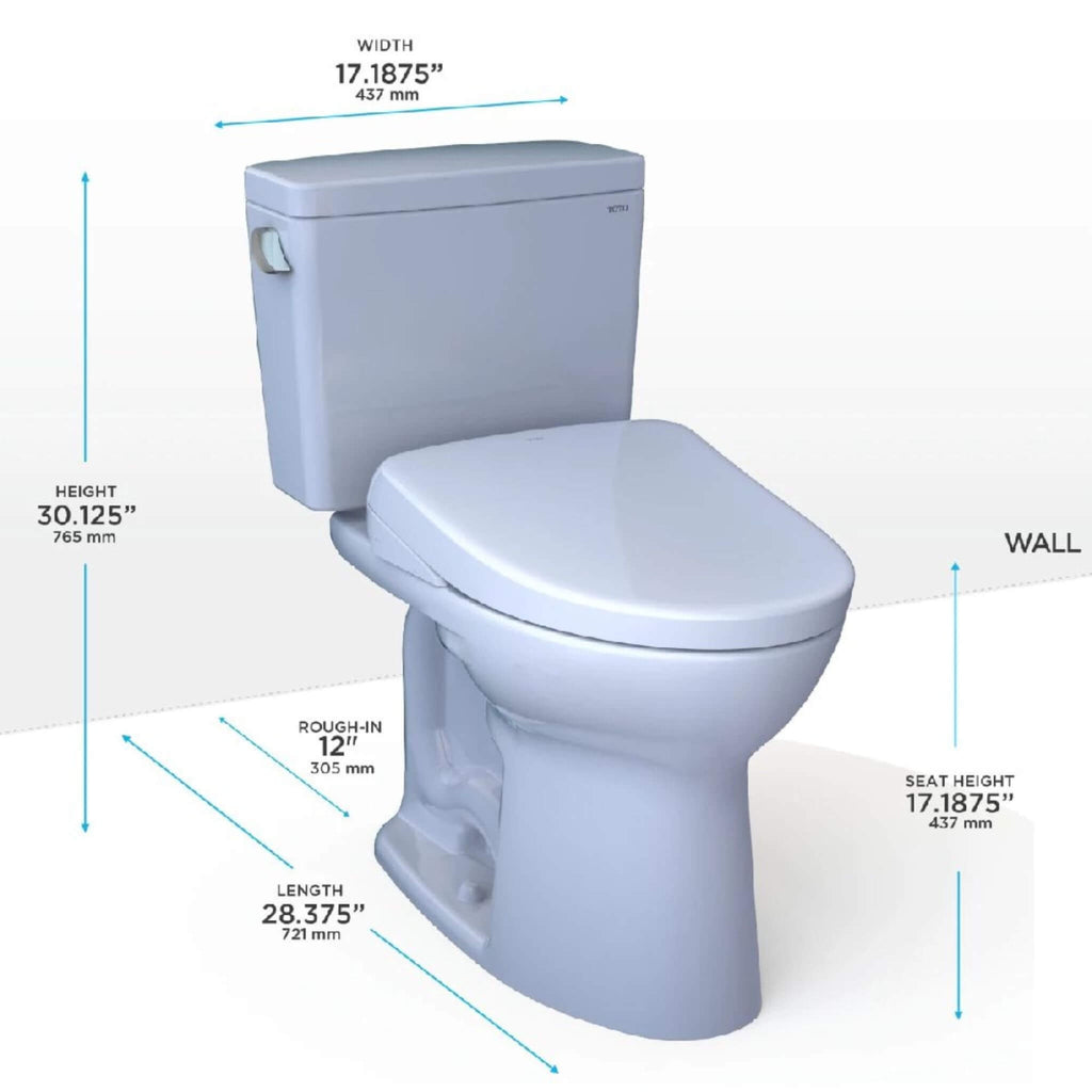 [MW7764726CEFGA#01] TOTO Drake 1.28 GPF Elongated Chair Height Toilet With Washlet S7 Heated Auto Open Bidet Seat (SAK19563)