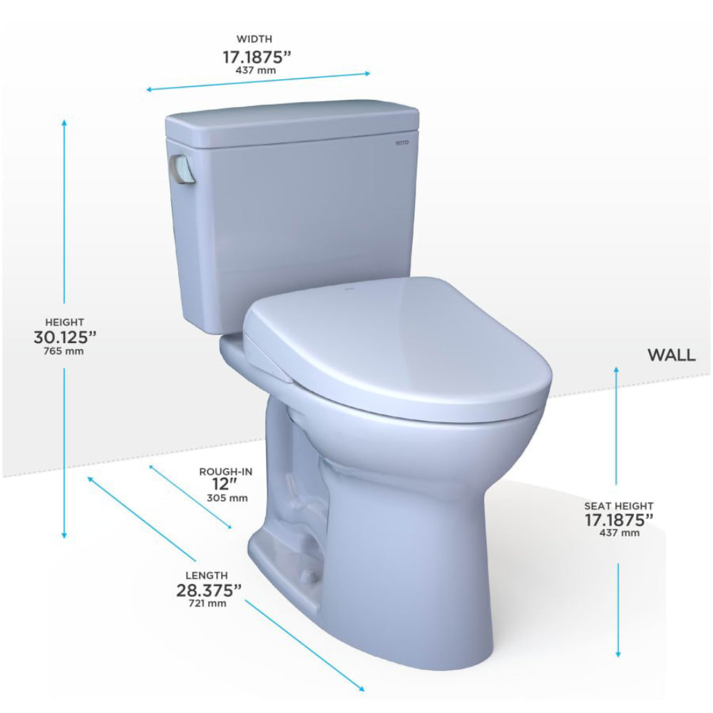 [MW7764736CSFG#01] TOTO Drake 1.6 GPF Elongated Chair Height Toilet W/ Washlet S7A Auto Bidet Seat & EWater+ Technology (SAK56915)