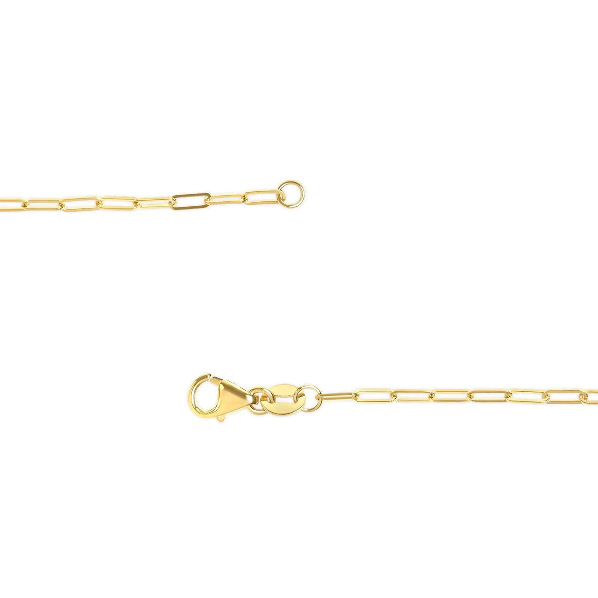 Unisex Solid 14K Gold 1.5mm Paperclip Chain Necklace - Length