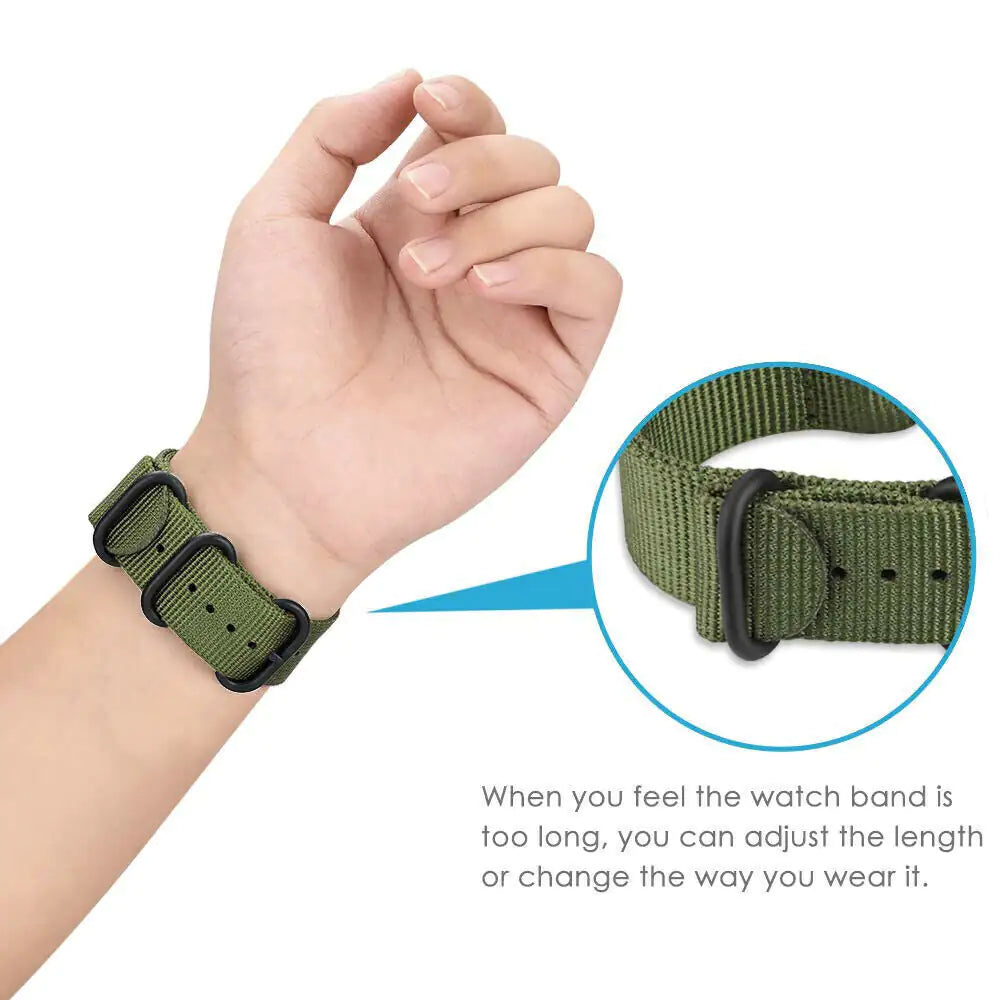 18mm 20mm 22mm Durable Military Woven Nylon Wrist Watch Band