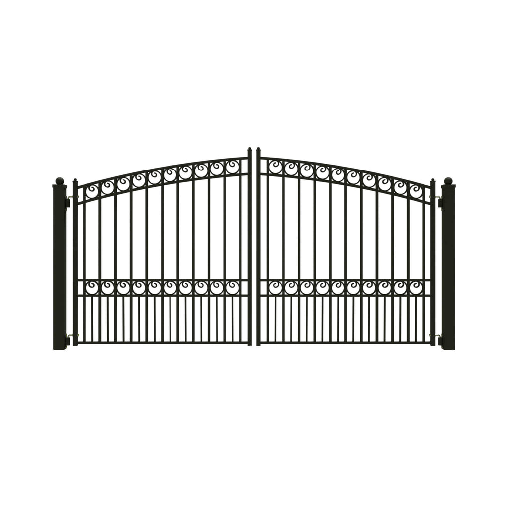 [12-18Ft] Heavy-Duty Paris-Style Steel Premium Dual-Swing Drivewa