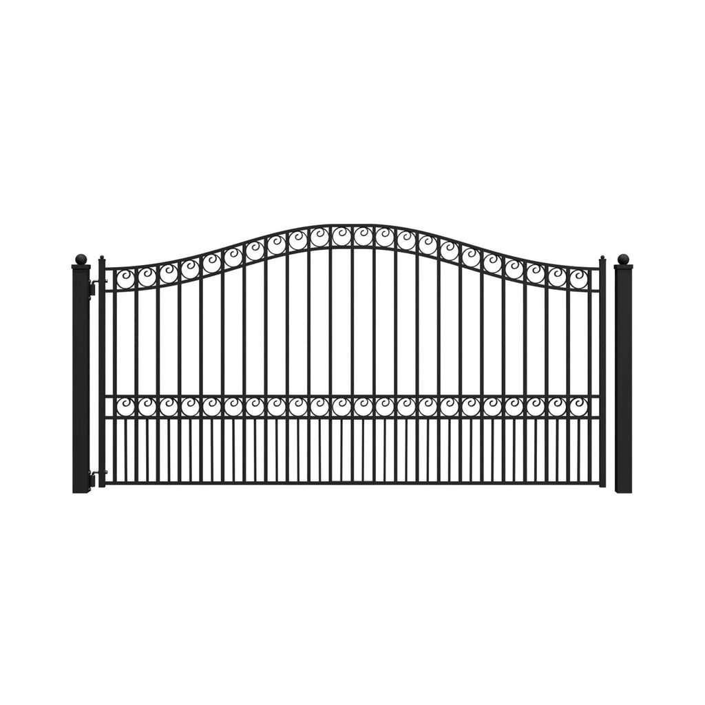 [12-18Ft] Heavy-Duty Paris-Style Galvanized Steel Single-Swing Dr