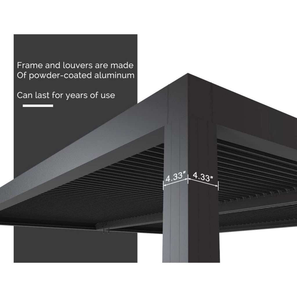 [12X16Ft] Premium Outdoor Gray Aluminum Hardtop Pergola With Adju