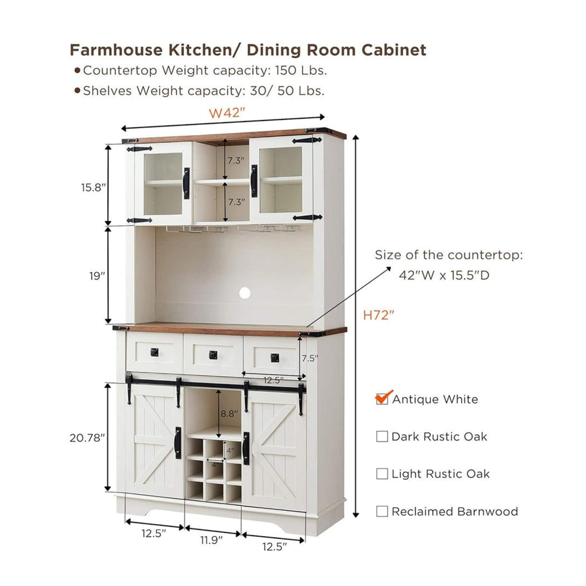 Premium 72-Inch Home Bar Wine Cabinet W/ Sliding Barn Door