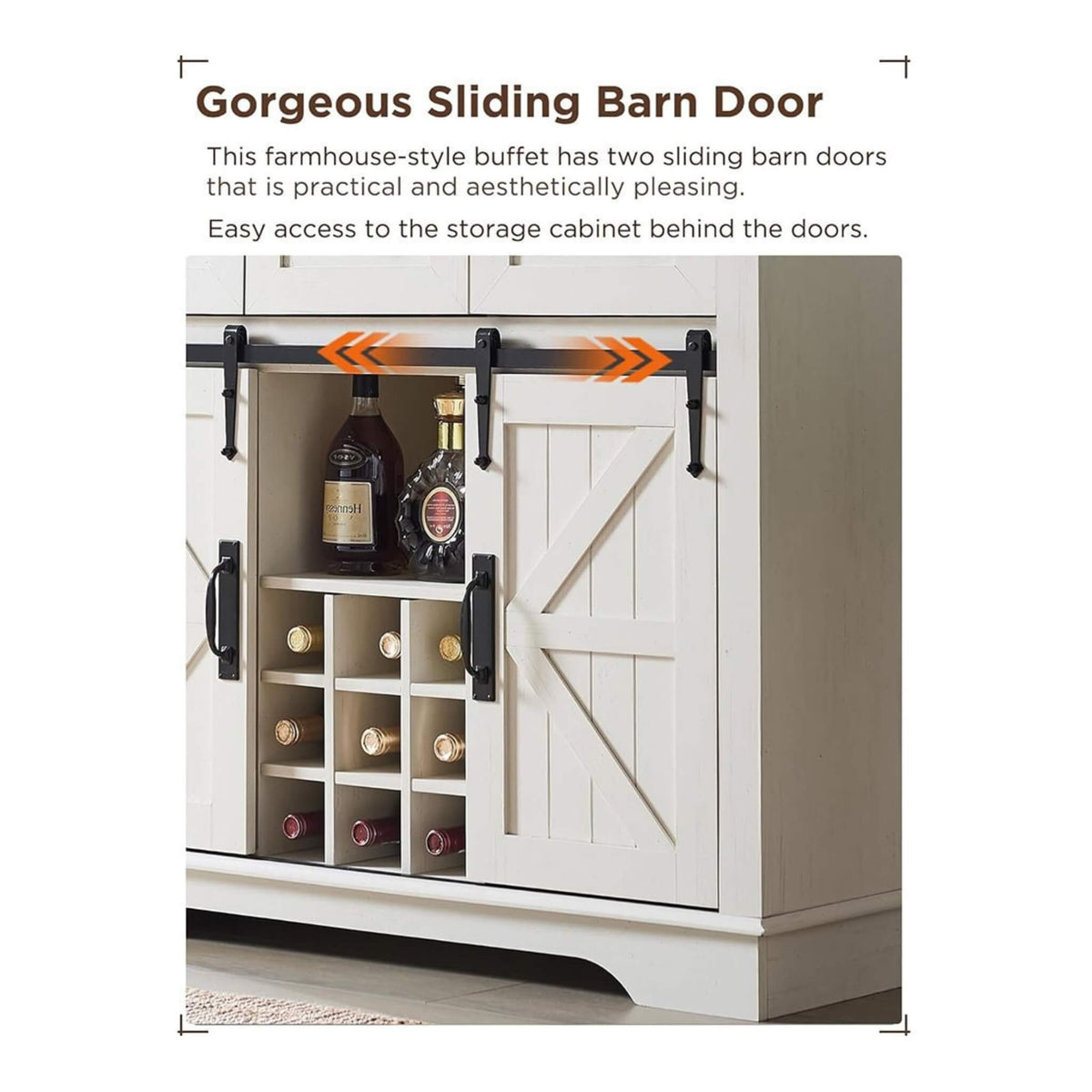 Premium 72-Inch Home Bar Wine Cabinet W/ Sliding Barn Door