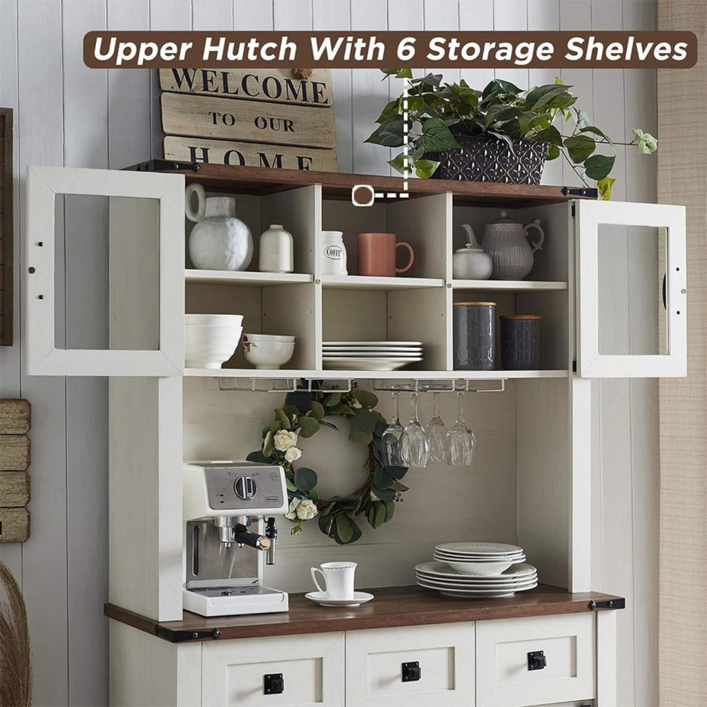 Premium 72-Inch Home Bar Wine Cabinet W/ Sliding Barn Door