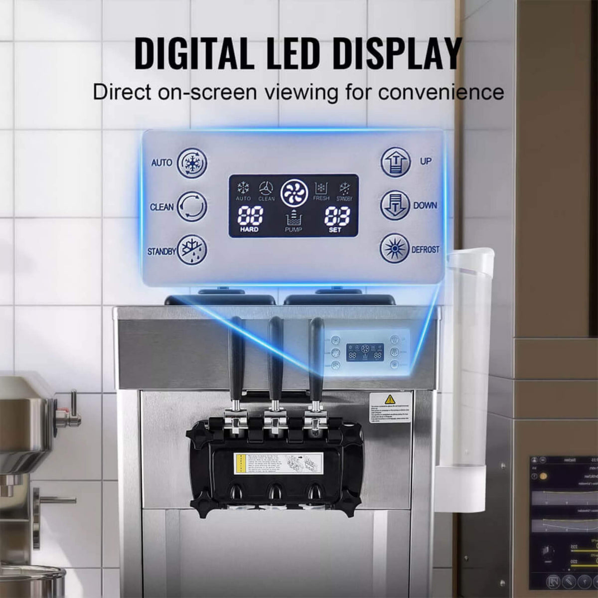 Commercial 21-31 L/H 3-Flavor Freestanding Soft Serve Ice Cream