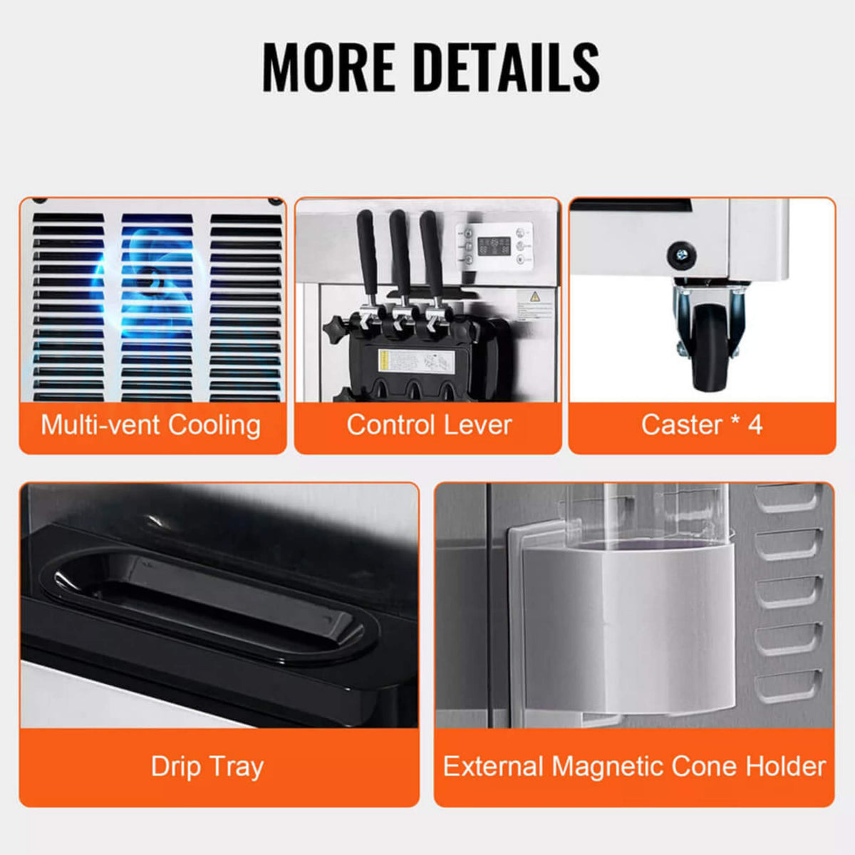 Commercial 21-31 L/H 3-Flavor Freestanding Soft Serve Ice Cream