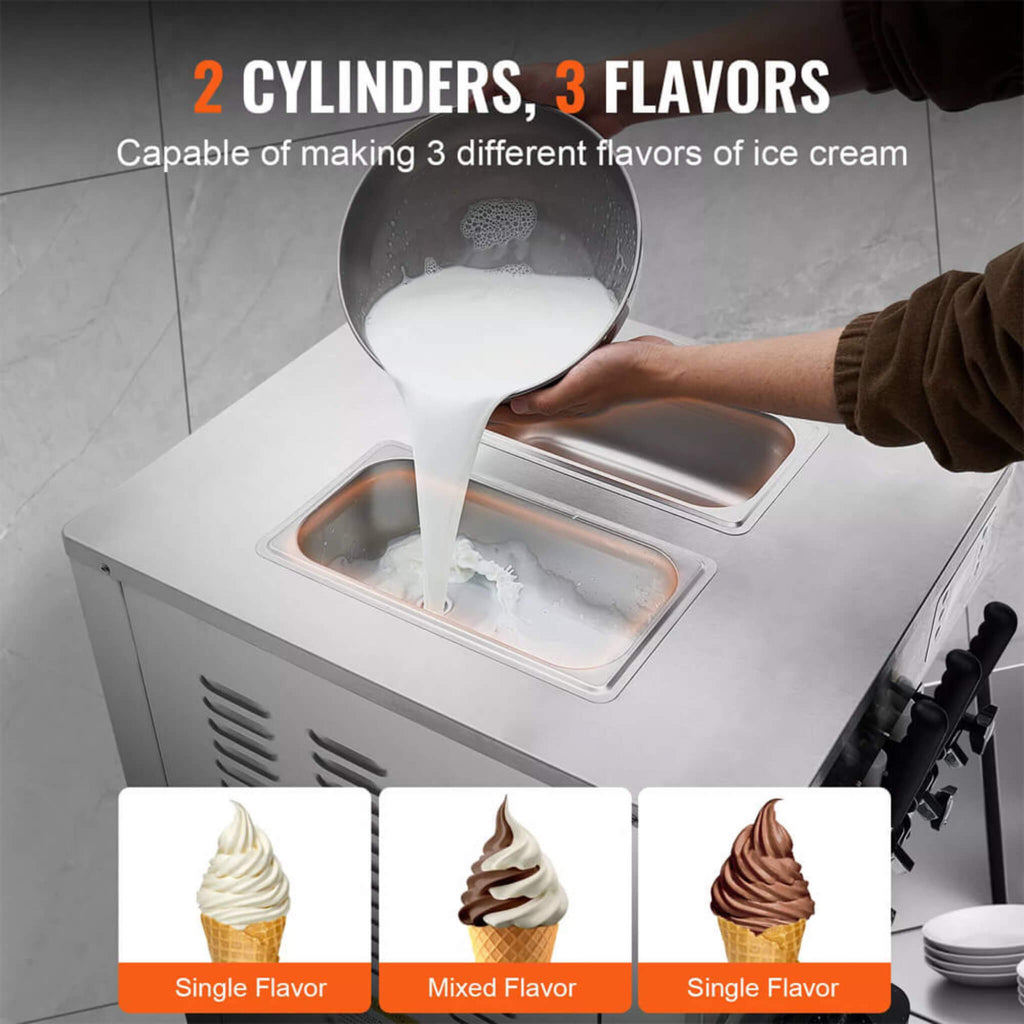 Commercial 21-31 L/H 3-Flavor Freestanding Soft Serve Ice Cream