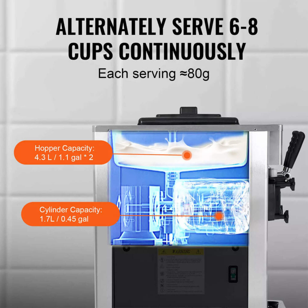 Commercial 21-31 L/H 3-Flavor Freestanding Soft Serve Ice Cream