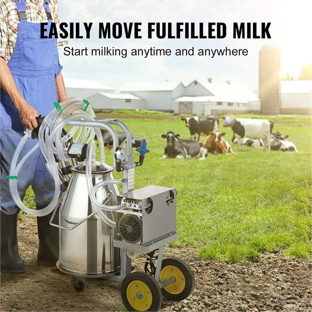 Premium Electric Cow Goat Milking Machine With Milk Bucket, 25L