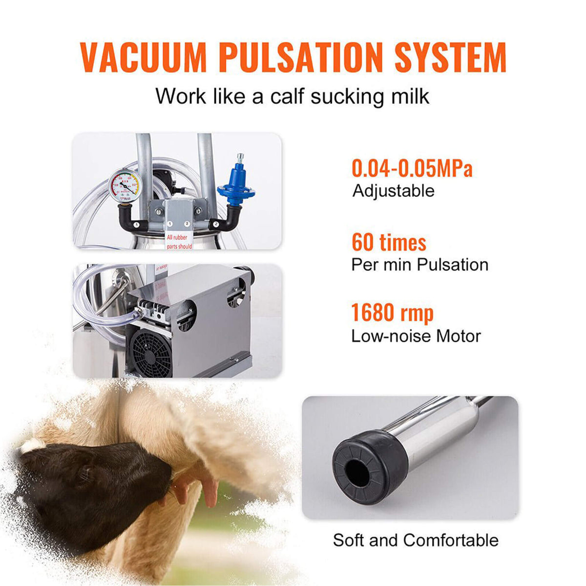 Premium Electric Cow Goat Milking Machine With Milk Bucket, 25L