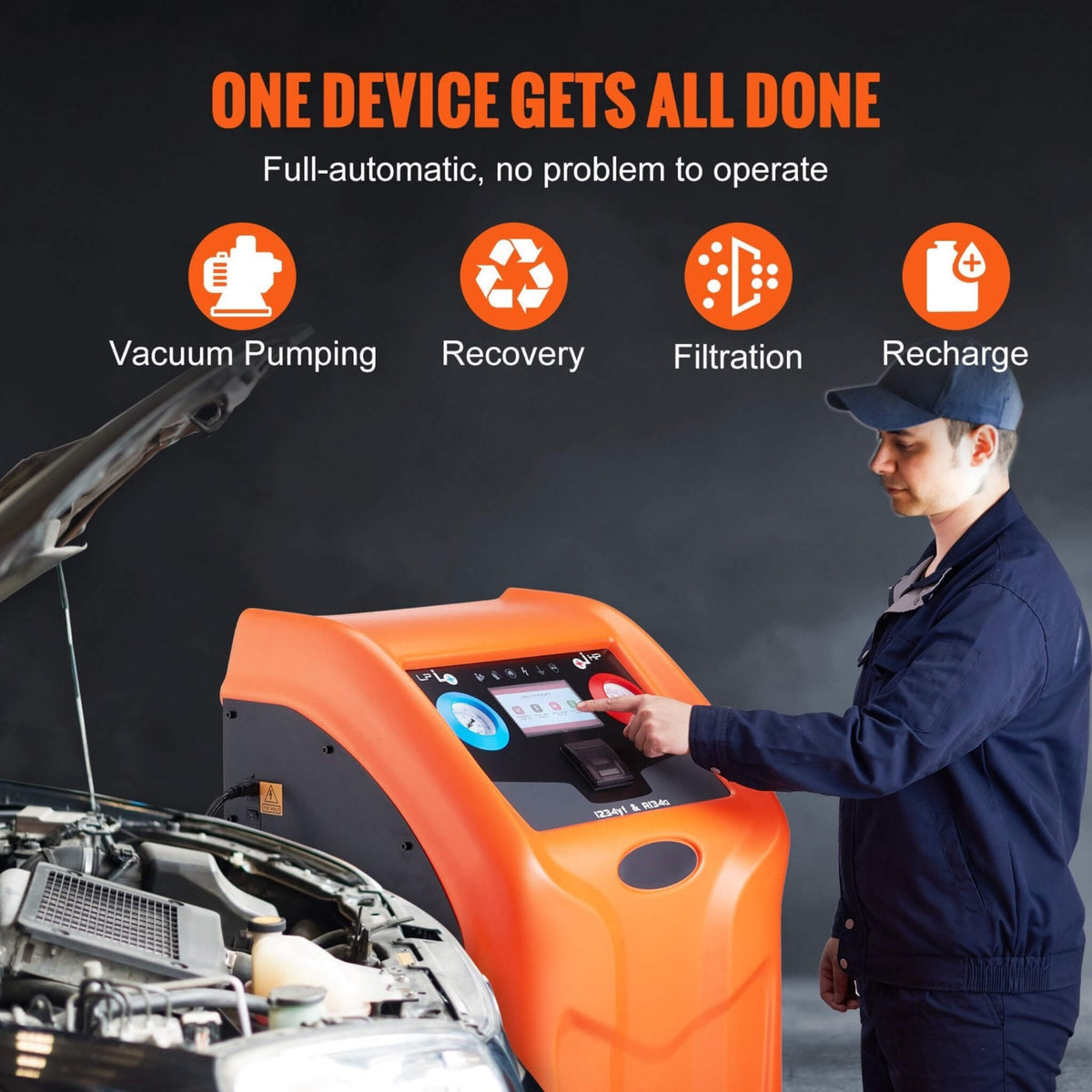 Premium Fully Automatic Dual Cylinder Ac Refrigerant Recovery