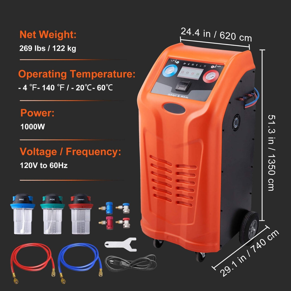 Premium Fully Automatic Dual Cylinder Ac Refrigerant Recovery