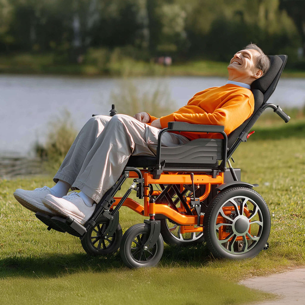Premium Lightweight Electric Full Reclining Motorized Foldable Wheelchair (SAK91516)
