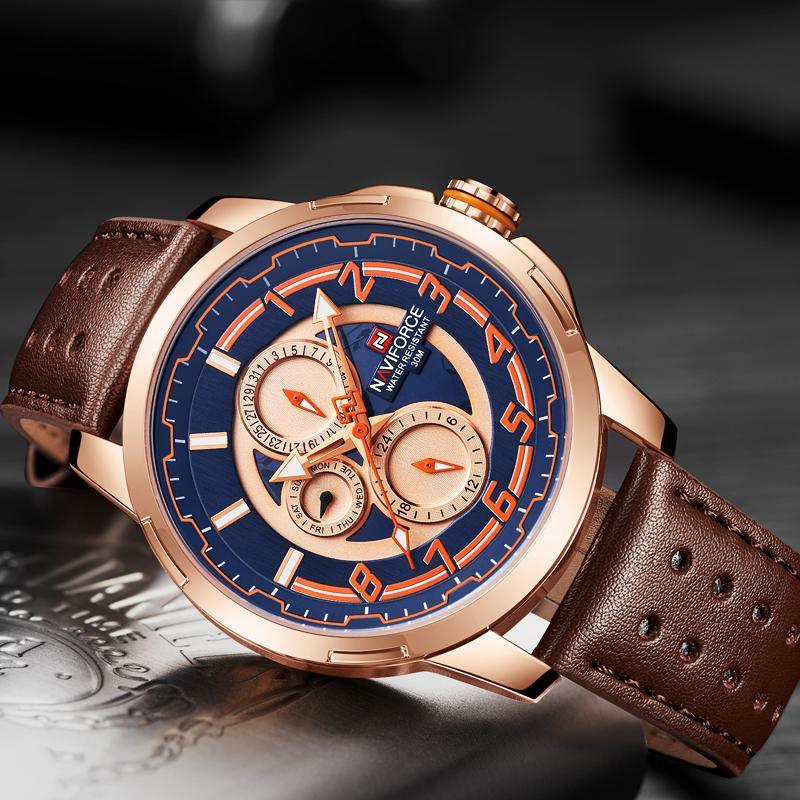 Sports Watch Leather Band Quartz