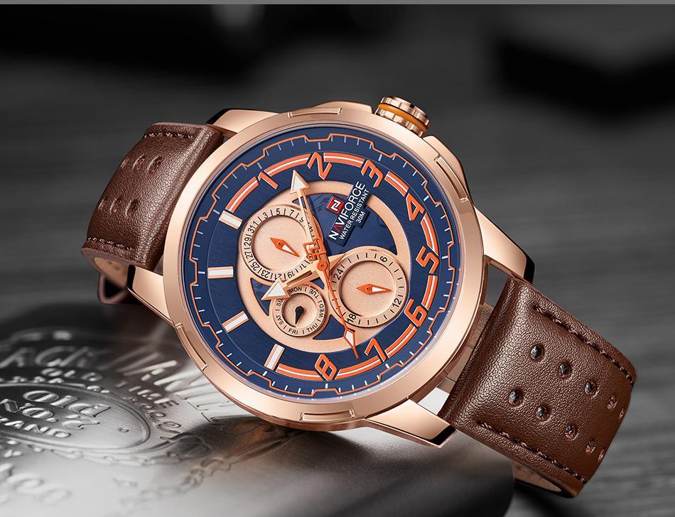 Sports Watch Leather Band Quartz