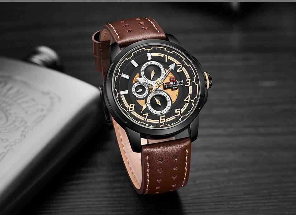 Sports Watch Leather Band Quartz