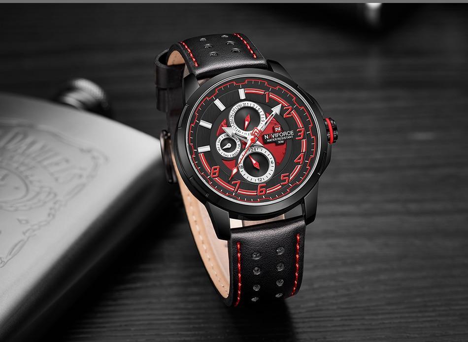 Sports Watch Leather Band Quartz