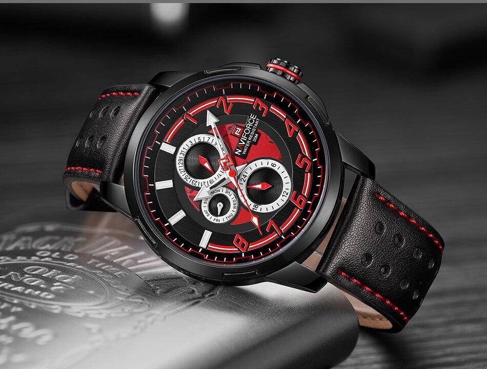 Sports Watch Leather Band Quartz