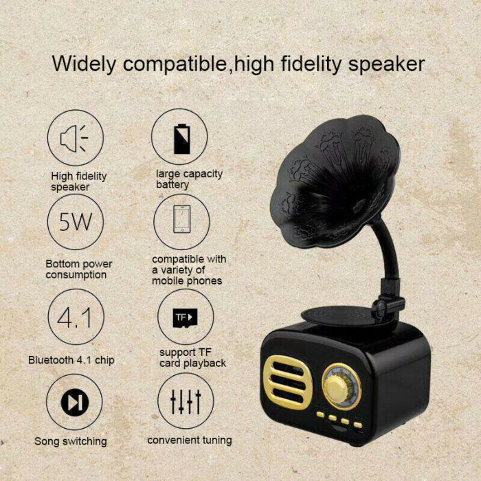 Retro Phonograph Bluetooth Speaker