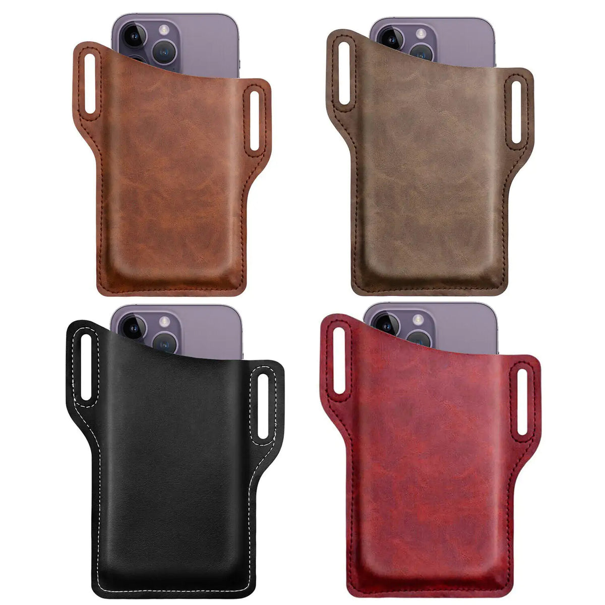 Men Cell Phone Belt Bag Loop Waist Holster Pouch Case Leather