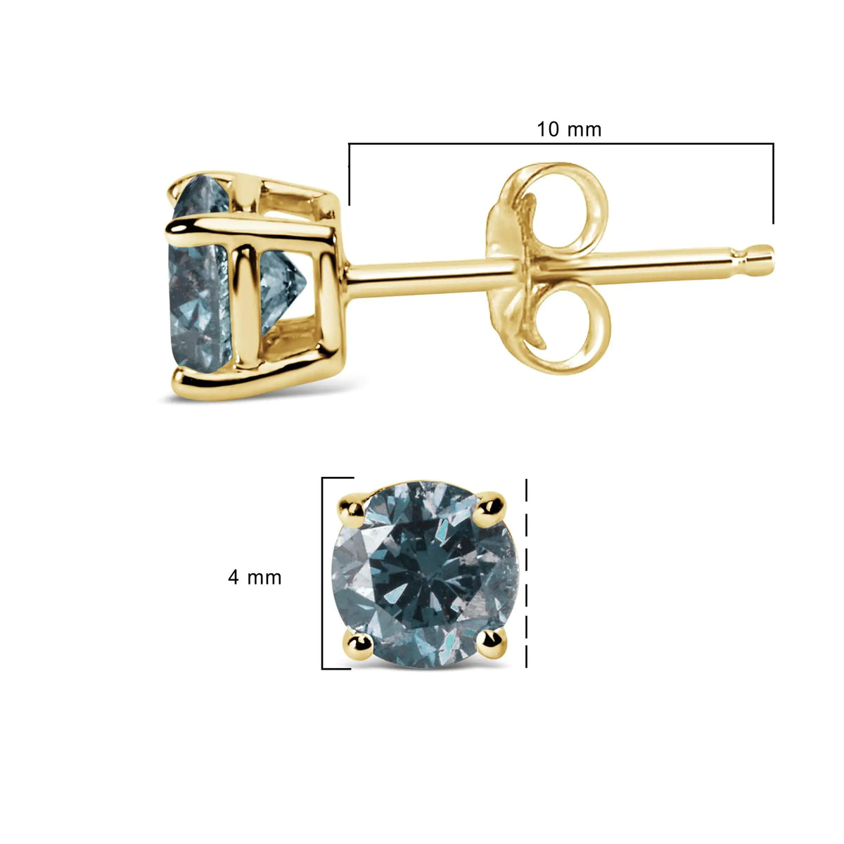 14K Gold Round Brilliant Cut Lab Grown Blue Diamond 4-prong