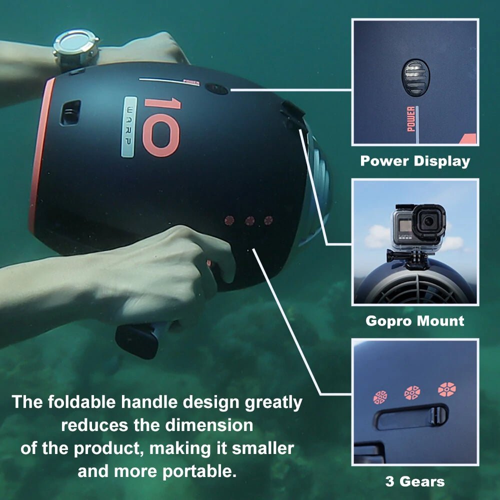 Rbs Warp 10 630W 3-Speed Underwater Sea Scooter For Scuba Diving