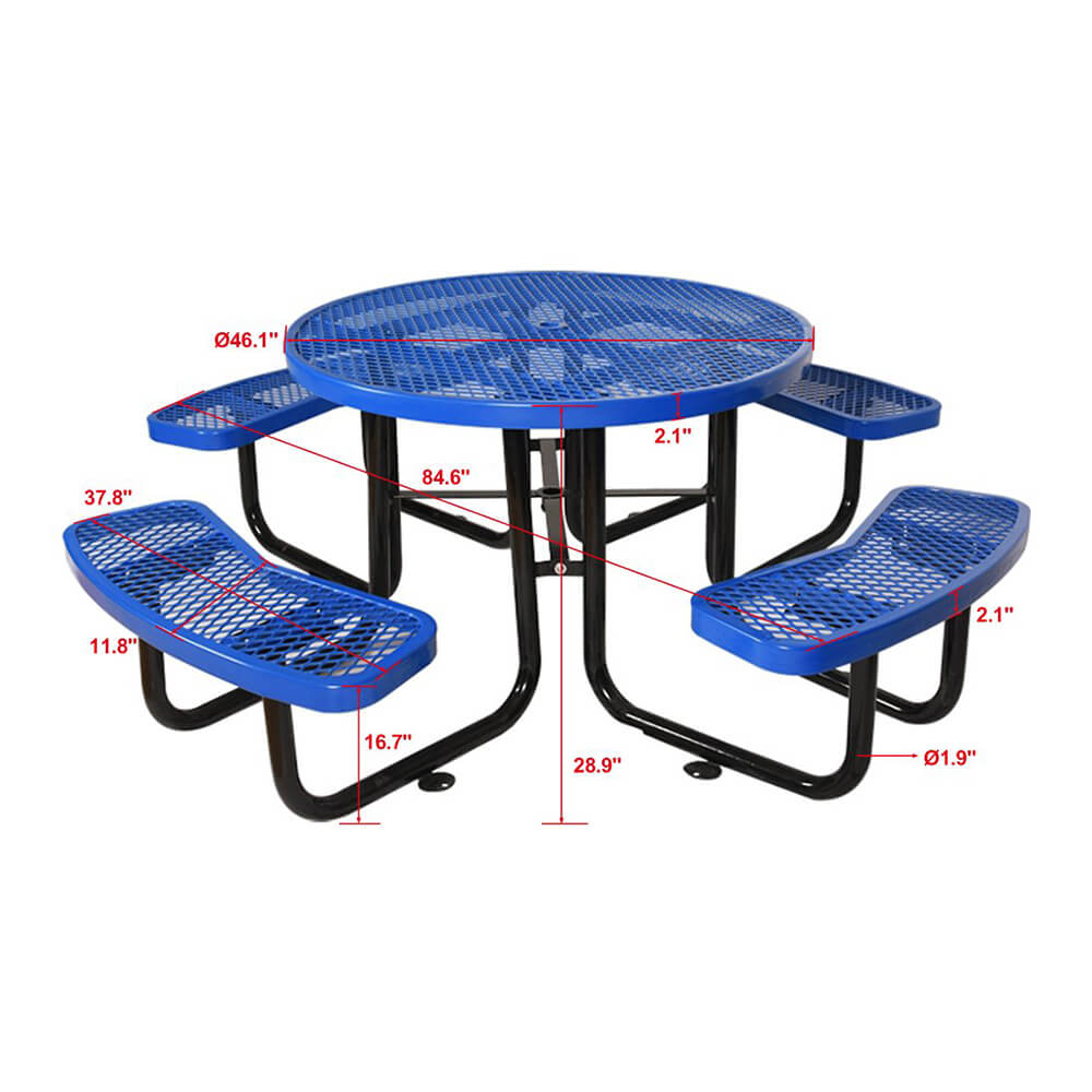 46-Inch Heavy-Duty Round Outdoor Steel Picnic Table