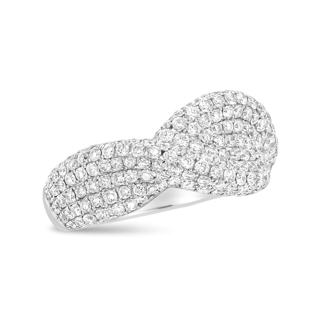 18K White Gold Cluster 2 1/4 Cttw Diamond Fashion Ring