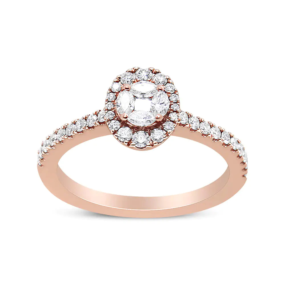 18K Rose Gold Diamond Engagement Ring