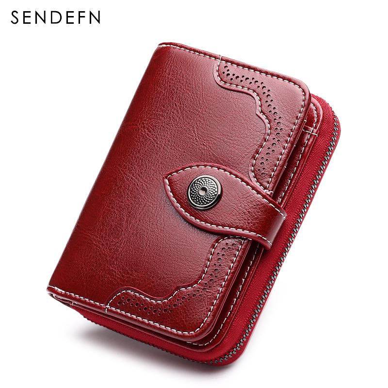 Sendefn  Small Wallet Casual Women's Purses Split Leather Quality Short Money Bag